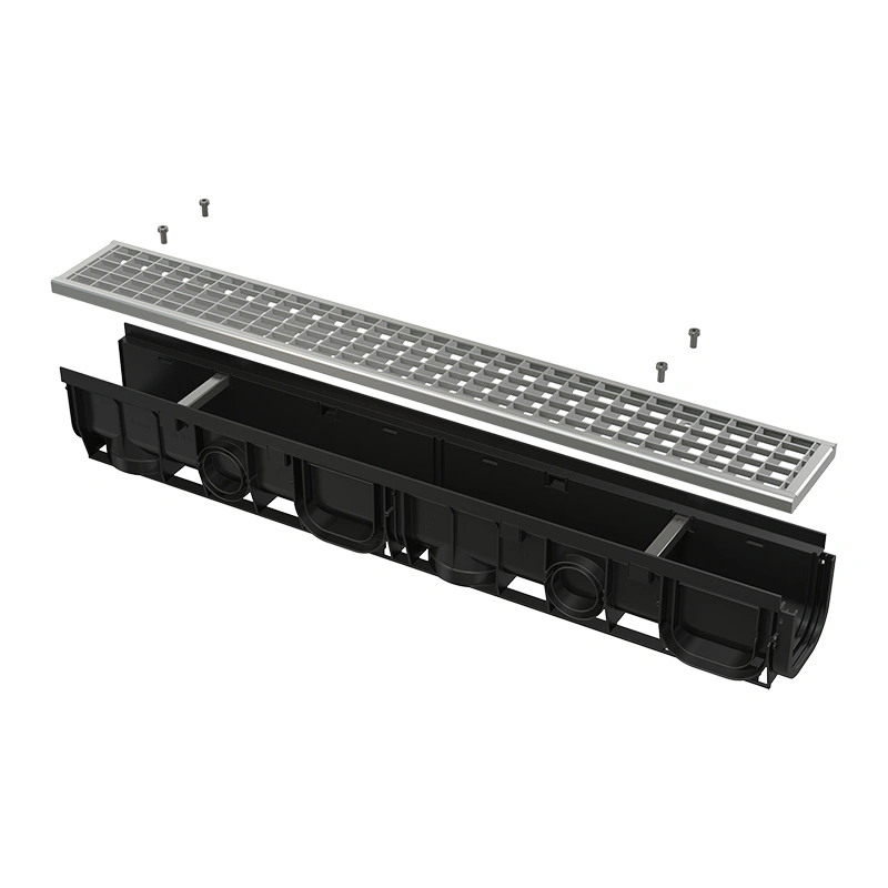 Odwodnienie zewnętrzne 100 mm z obramowaniem z tworzywa, ruszt ocynkowany, B125
