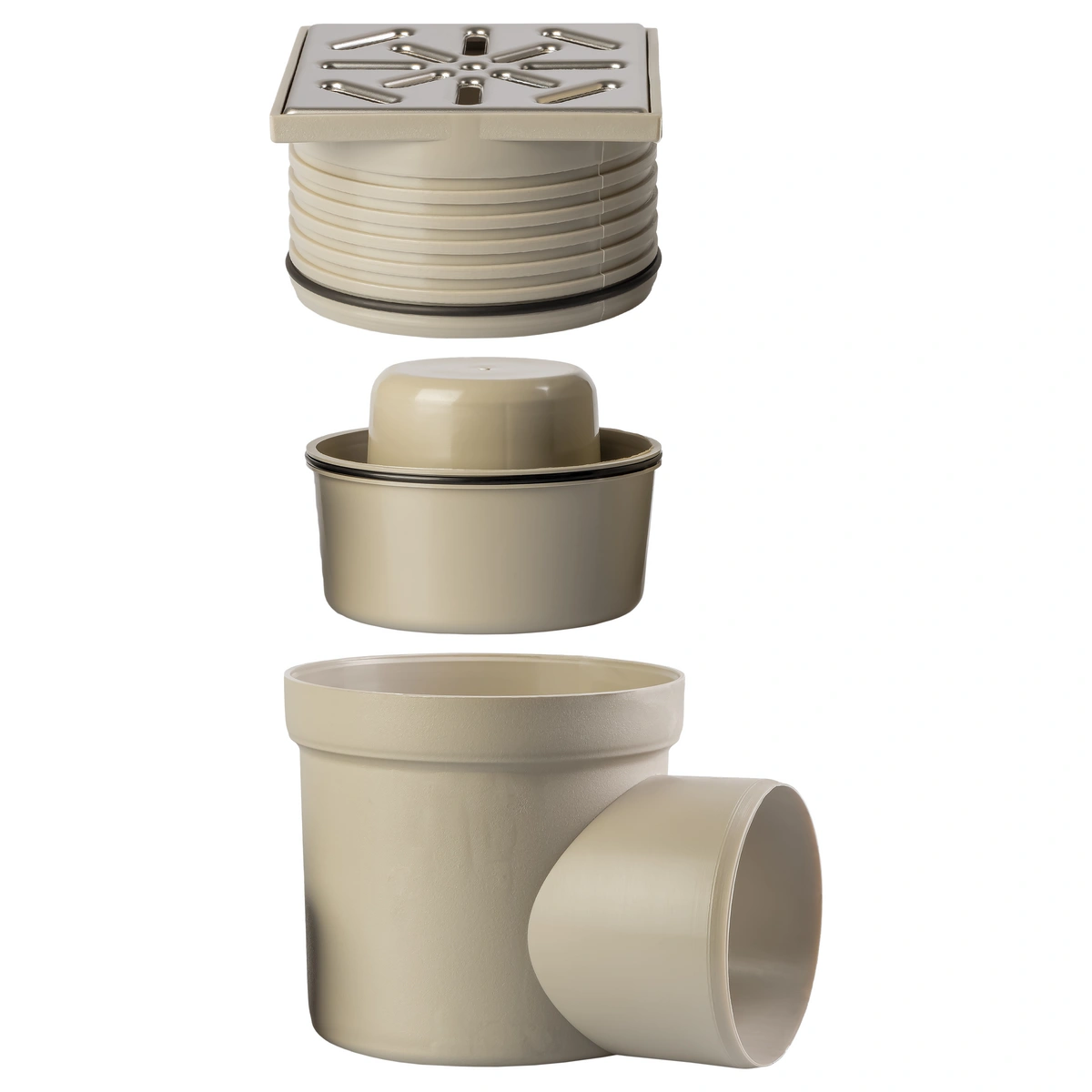 Wpust kanalizacyjny regulowany 150x150mm odpływ boczny 110mm kratka metalowa 9-2600-110-47-01-04 Capricorn