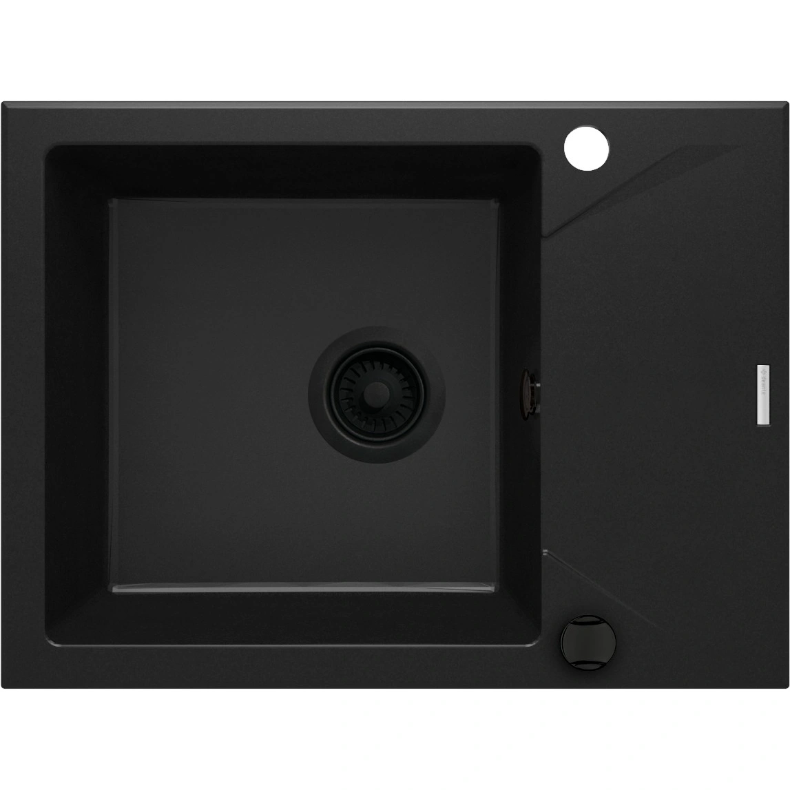 EVORA Zlewozmywak granitowy 1-komorowy z ociekaczem 590 x 440 x 193 NERO
