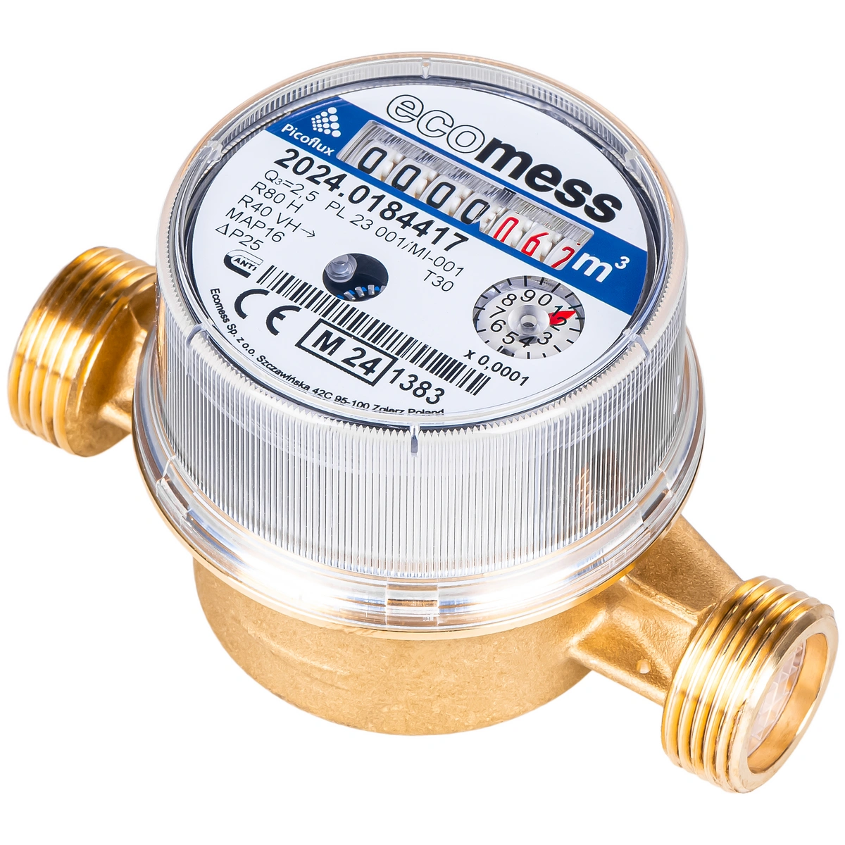 Wodomierz PICOFLUX 1/2" ZW 2,5m3/h - data legalizacji 2024