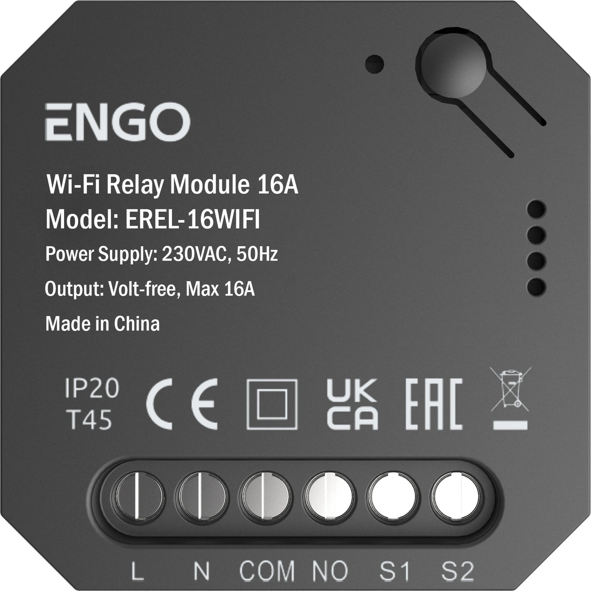 EREL-16WiFi - Smart Relay - Inteligentny przekaźnik WiFi, do systemu ENGO Smart, 1x16A, NO-COM