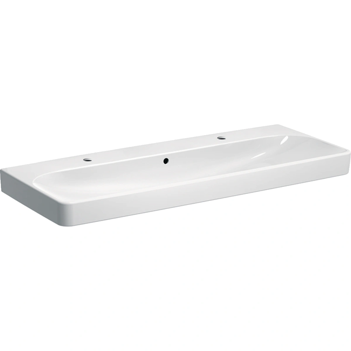 Geberit Smyle Square Umywalka, B120cm, H16.5cm, T48cm, z przelewem, z dwoma otworami na baterię (zastępuje L91590000)