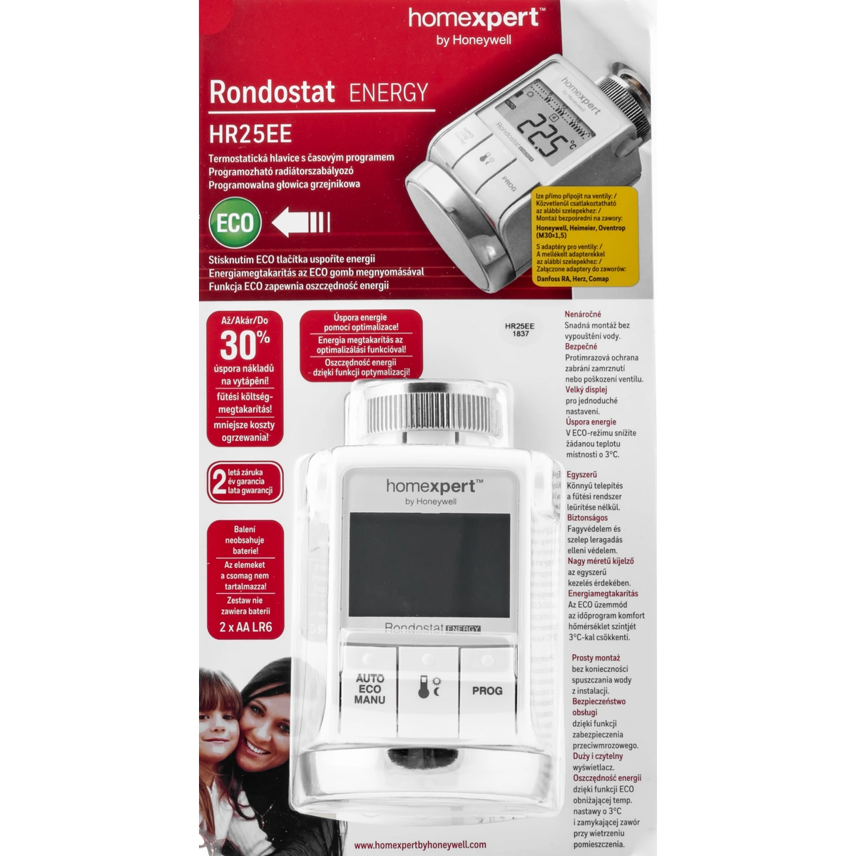 Głowica elektroniczna biała M30x1.5 HOMEXPERT by Honeywell (DWZ) GLOWICA ELEKTRONICZNA HR-25
