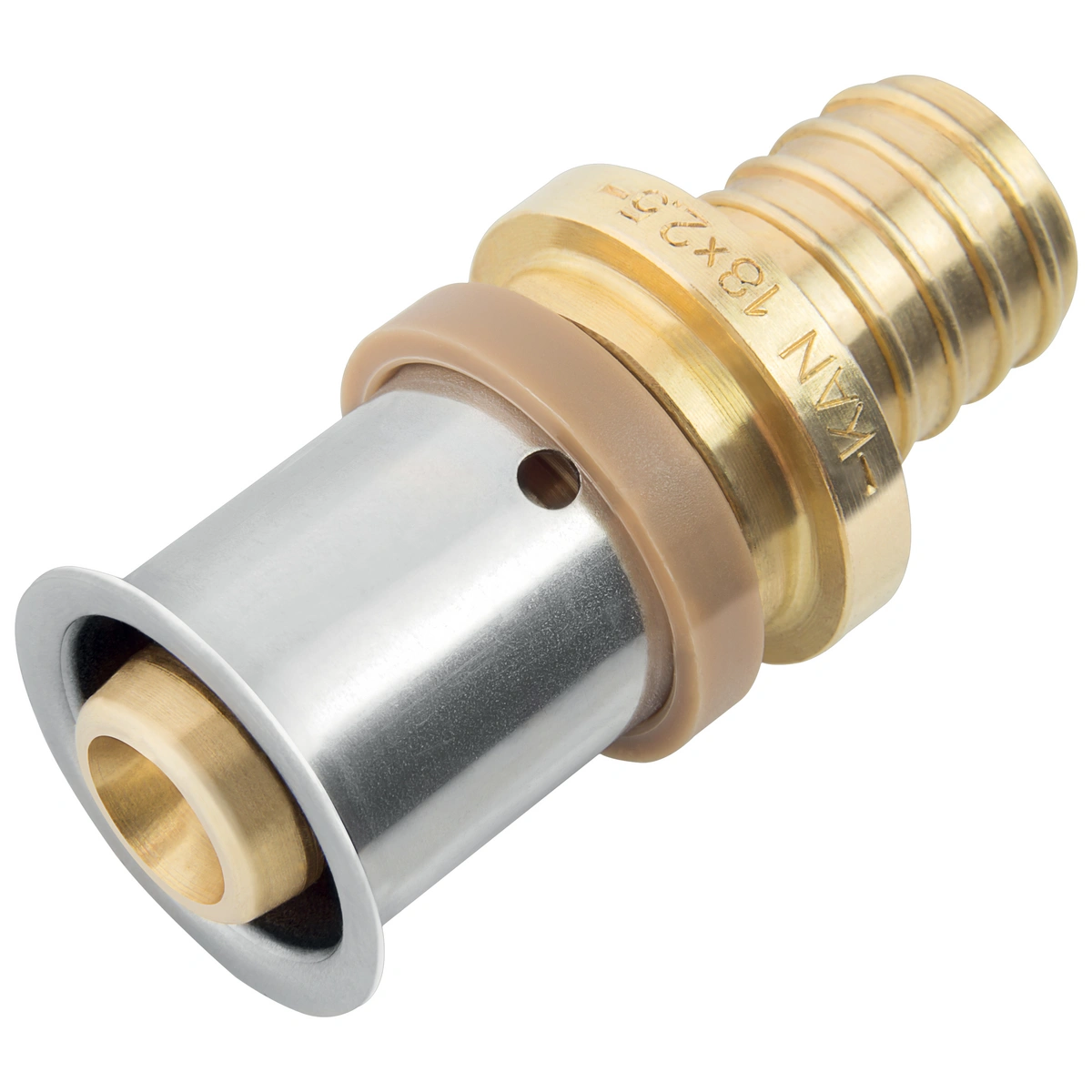 Łącznik mosiężny przejściowy Press/Push - 16/18x2.5 (S) KAN-THERM