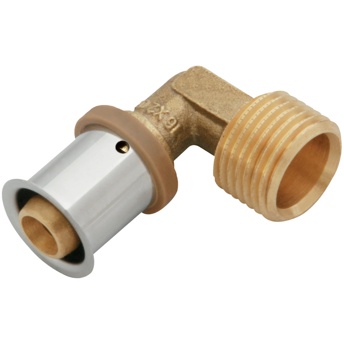 Kolano 90° mosiężne GZ Press - 32 R1" KAN-THERM