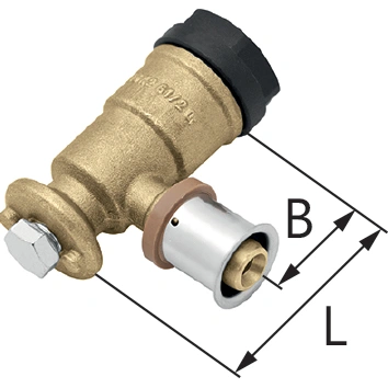 Kolano ścienne mosiężne GW Press - 20 Rp1/2" L = 52.5 mm KAN-THERM