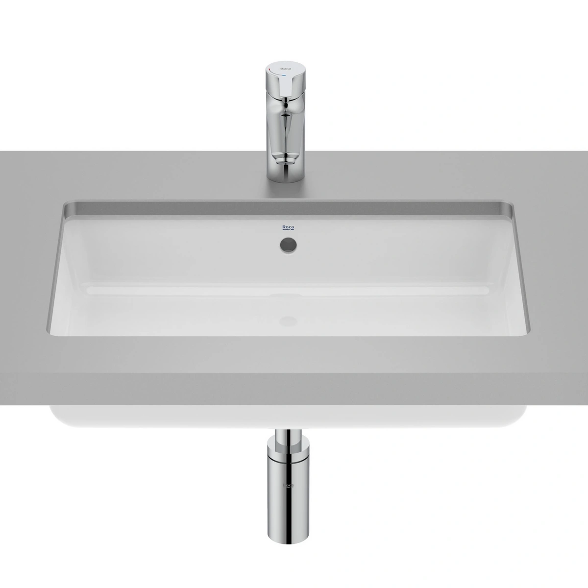 Umywalka podblatowa prostokątna, z przelewem