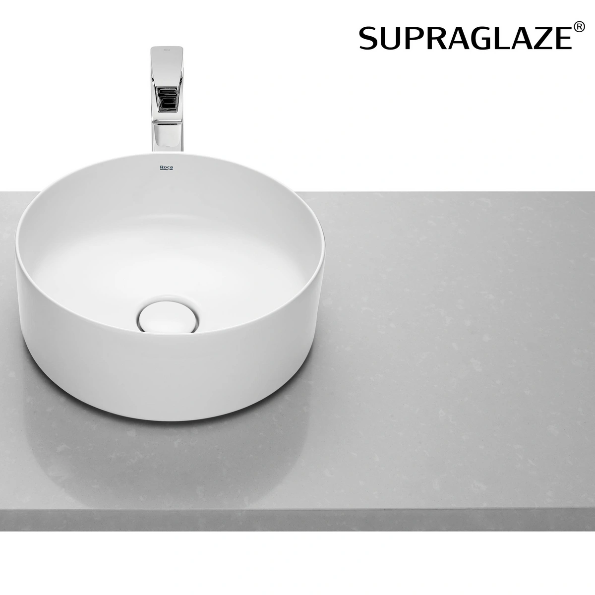 INSPIRA Umywalka nablatowa cienkościenna Round 37x37x14 cm; FINECERAMIC®; SUPERGLAZE