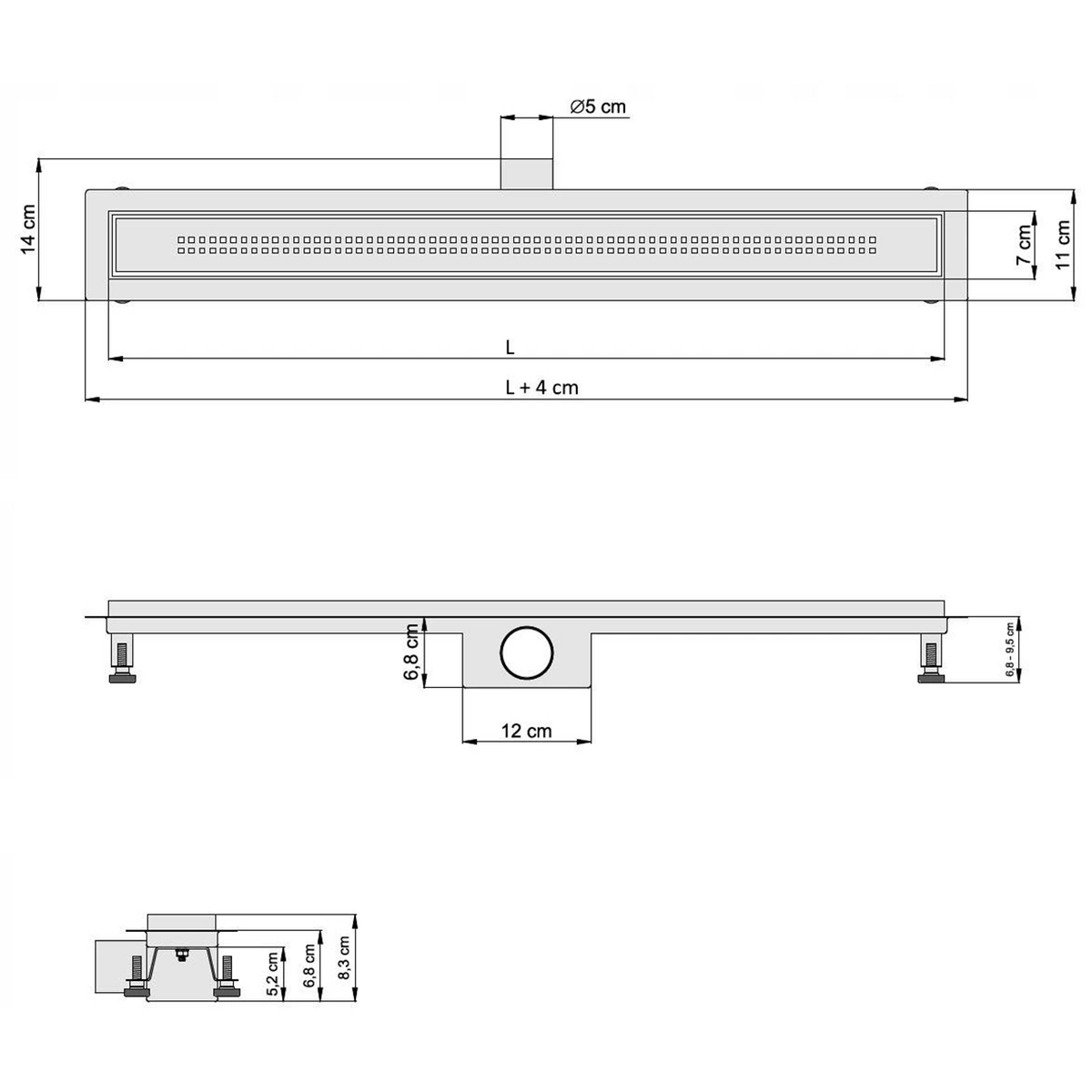 Liniowe odwodnienie prysznicowe 600 Aqua Steel LA z rusztem