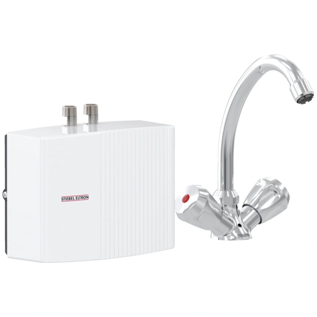 EIL 3 Trend + UT - Mini przepł. bezciśnieniowy hydraulicznie sterowany ogrzewacz wody z armaturą. Montaż pod umywalką; 3,5 kW