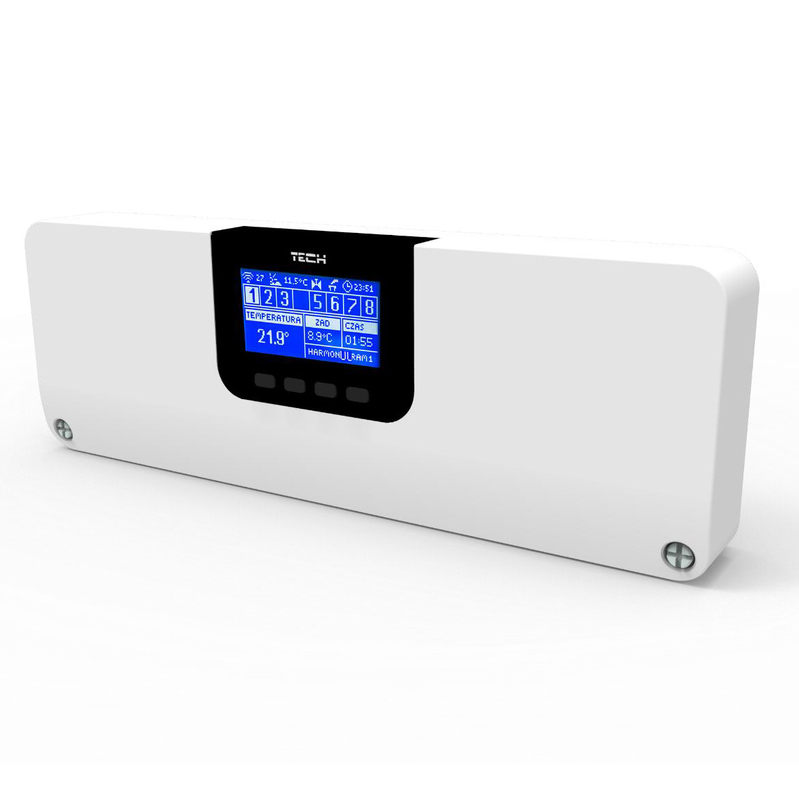 Przewodowo-bezprzewodowy sterownik zaworów termostatycznych (8 sekcji) (DWZ)