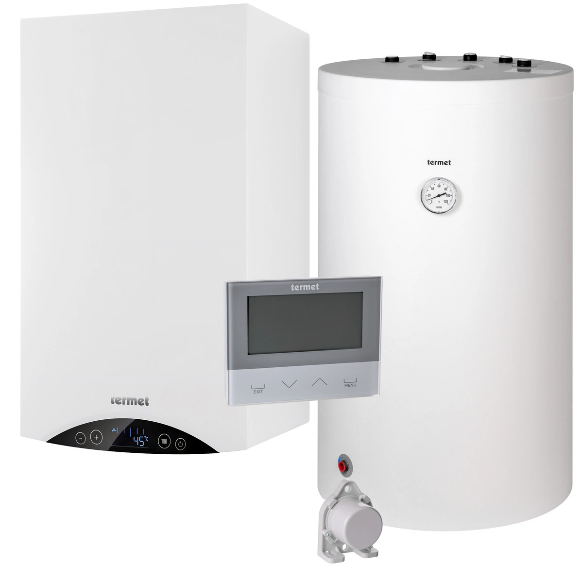 GOLD PLUS II 25 kW + zasobnik SWK PLUS 120L + regulator tygodniowy typ ST-292 v2 + czujnik temperatury zewnętrznej