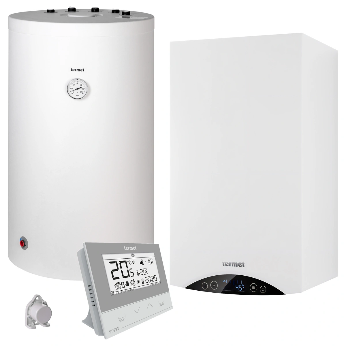 GOLD PLUS II 20 kW + zasobnik SG PLUS 120L + regulator tygodniowy typ ST-292 v3 + czujnik temperatury zewnętrznej