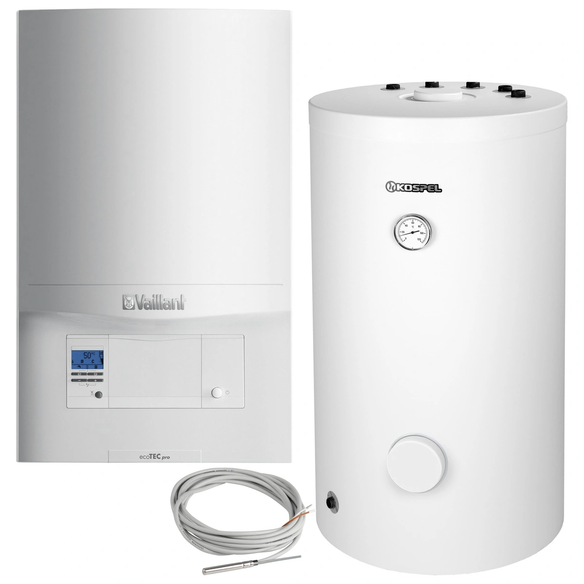 VC 246/5-3 (H-PL) ecoTEC pro 7,1 - 25,9 kW + zbiornik SWK 120 L + czujnik C.W.U