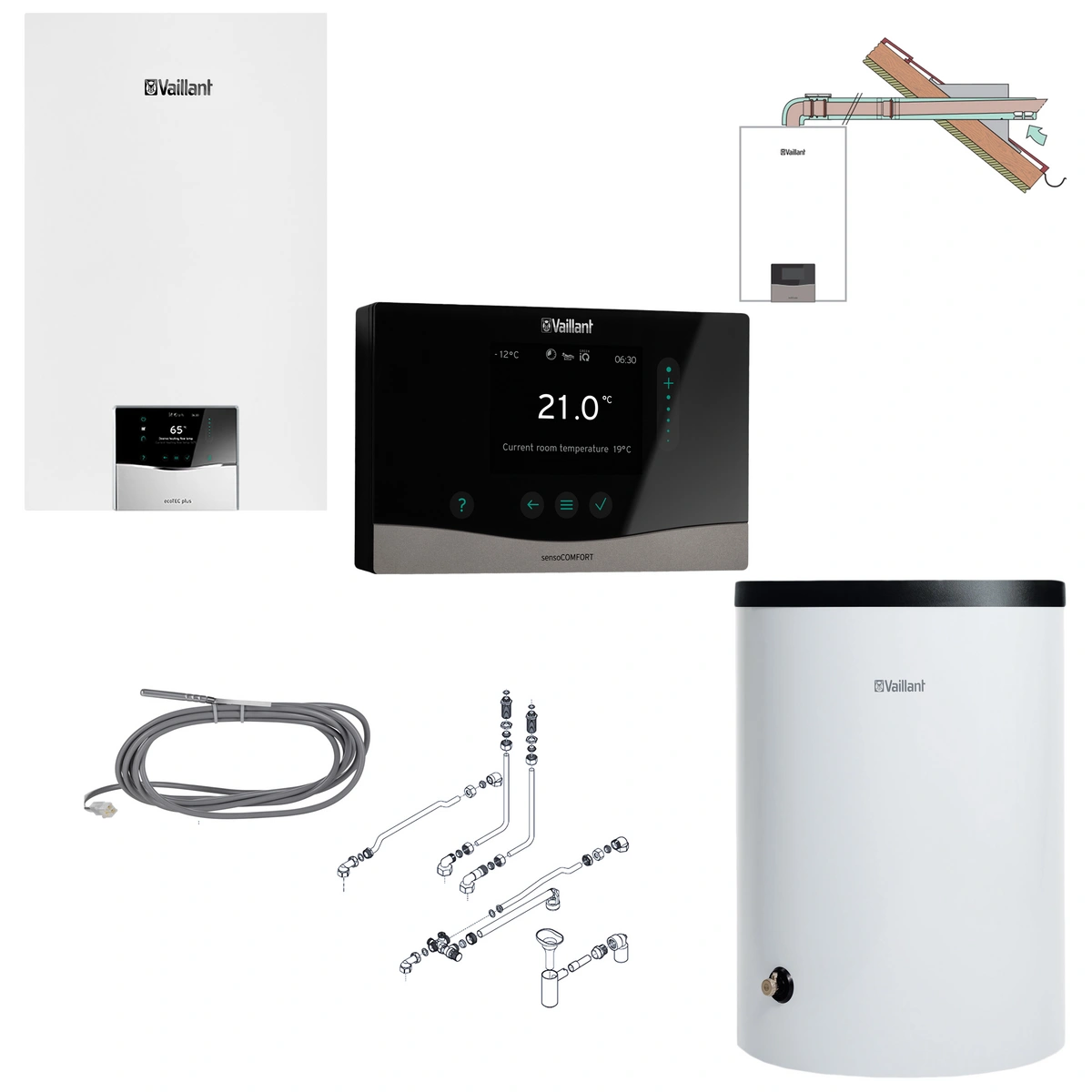 Vaillant EcoTec Plus VC 20CS/1-5 jednofunkcyjny z zasobnikiem 120L, regulatorem SensoComfort i SPS