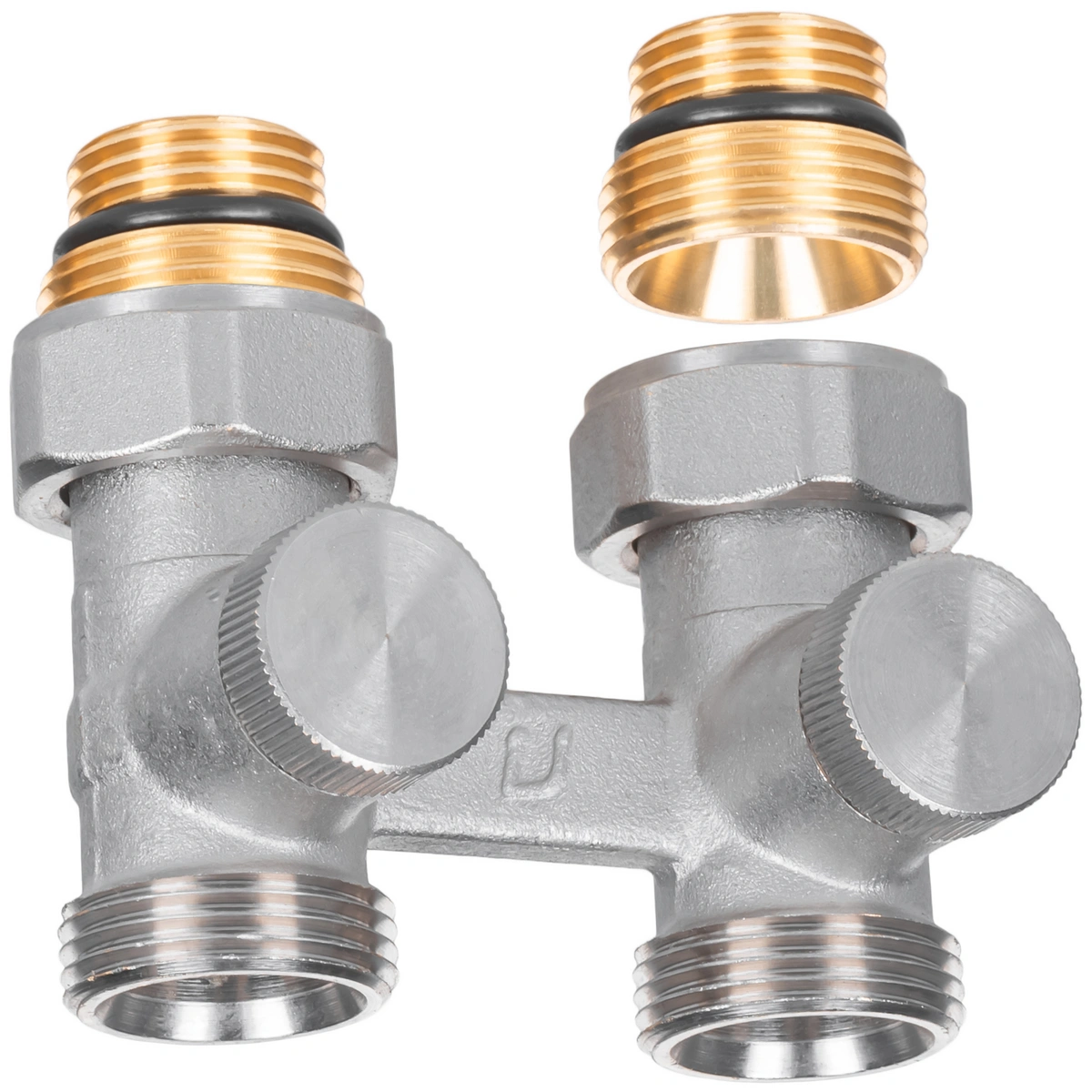 Zawór przyłączeniowy dwururowy "Typ V" GZ3/4" x GW3/4", z nyplami prosty